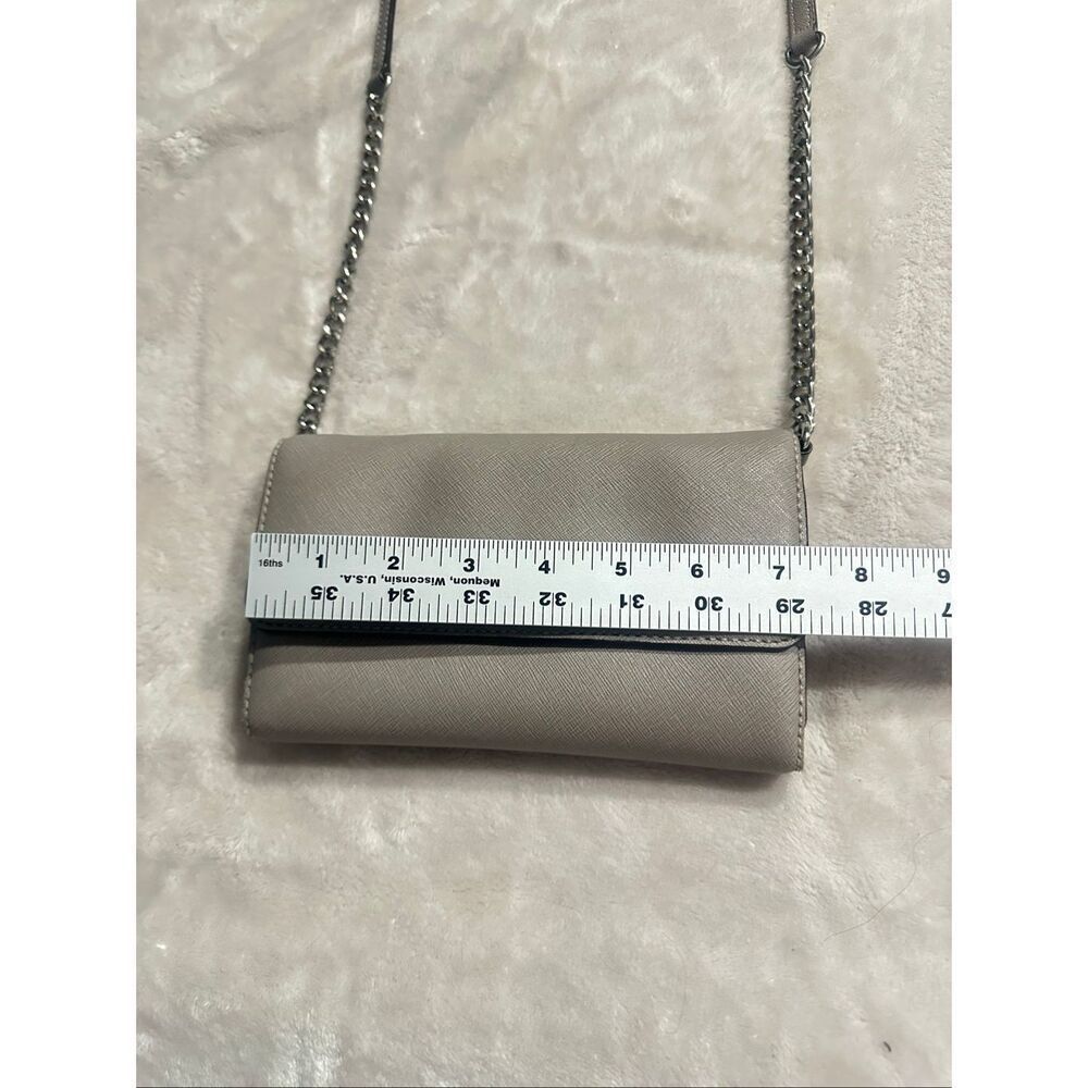 Michael Kors Gray Leather Silver Chain Strap Flap Closure Small Crossbody Bag - Picture 9 of 11